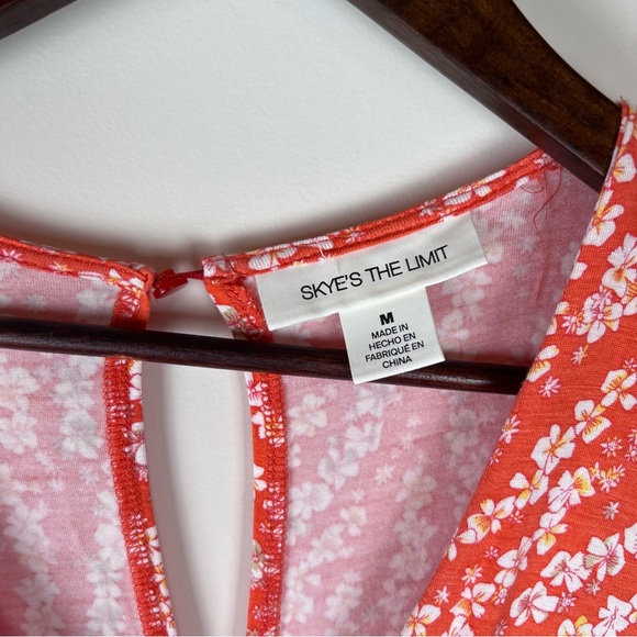 NWT Skye’s The Limit Women’s Size M Jumpsuit Orange White Floral Flutter 0098 - Picture 2 of 7